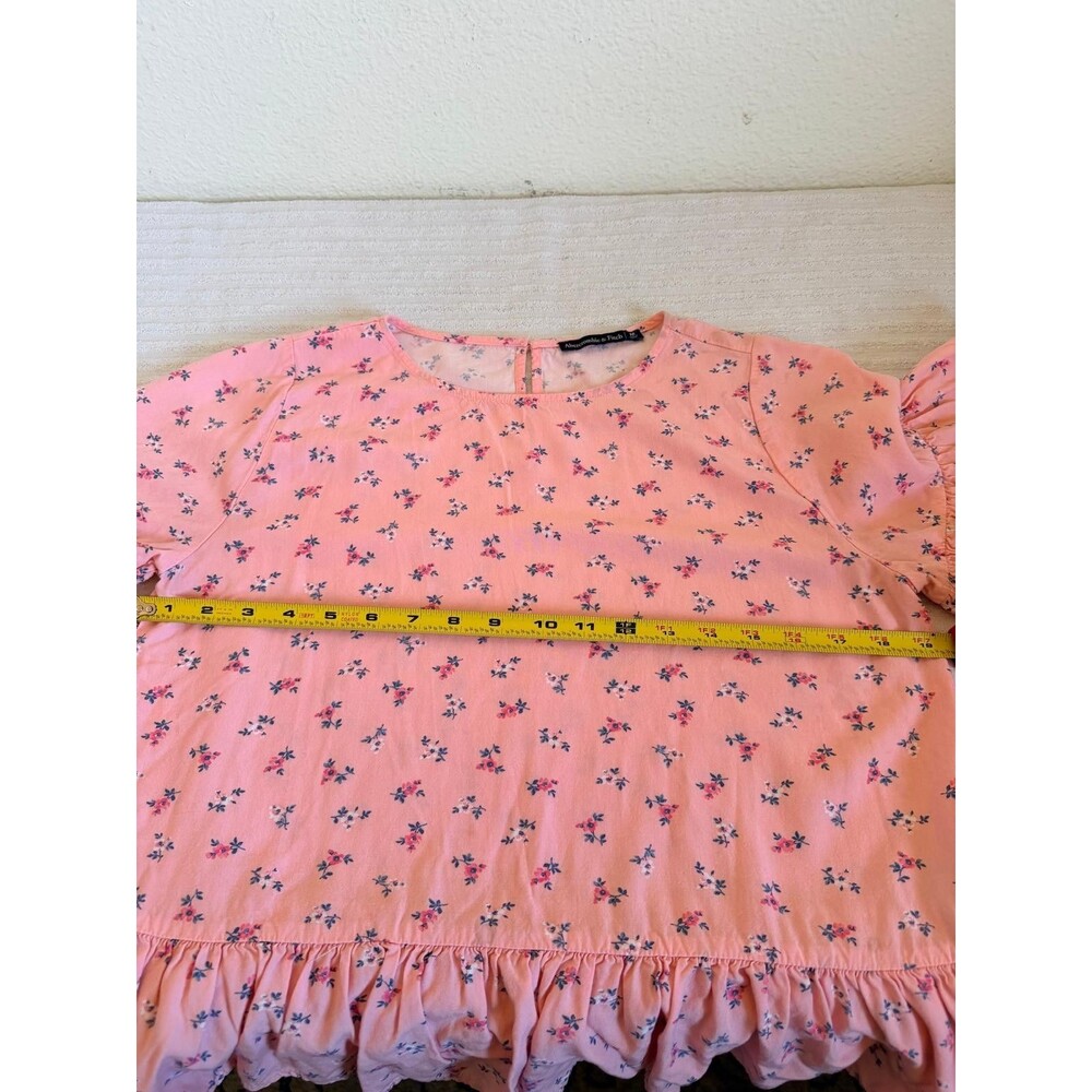 Abercrombie Women's Floral M Pink Puplum Bell Sleeve Blouse - Picture 10 of 14